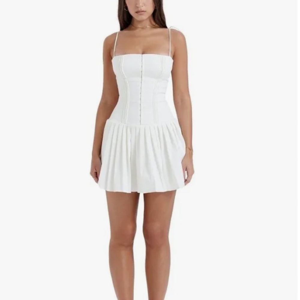 House Of Cb Womens White Marcy pin-tuck woven Mini Dress
